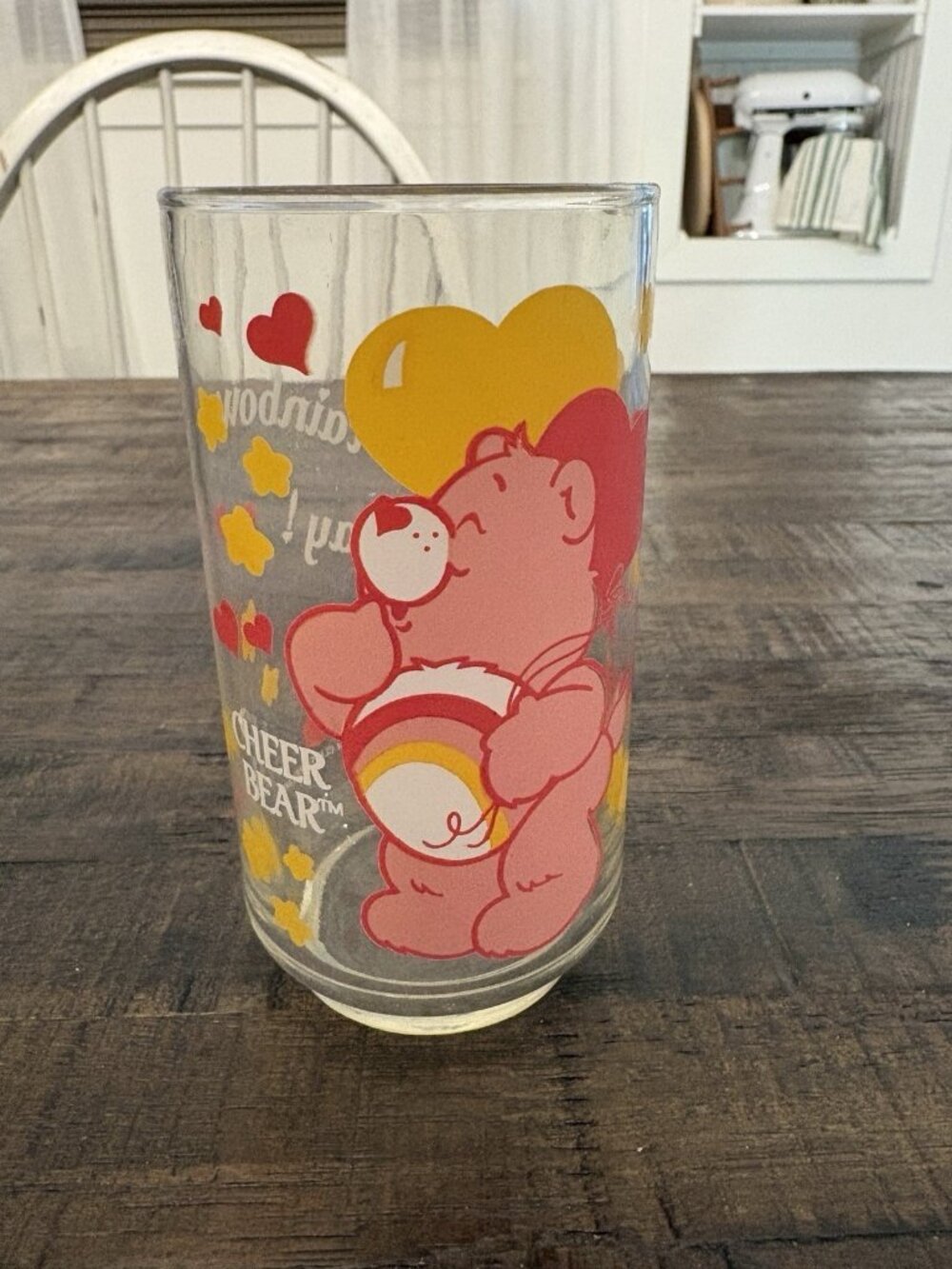 Vintage Care Bears CHEER BEAR Glass 1985 RARE American Greetings Cup